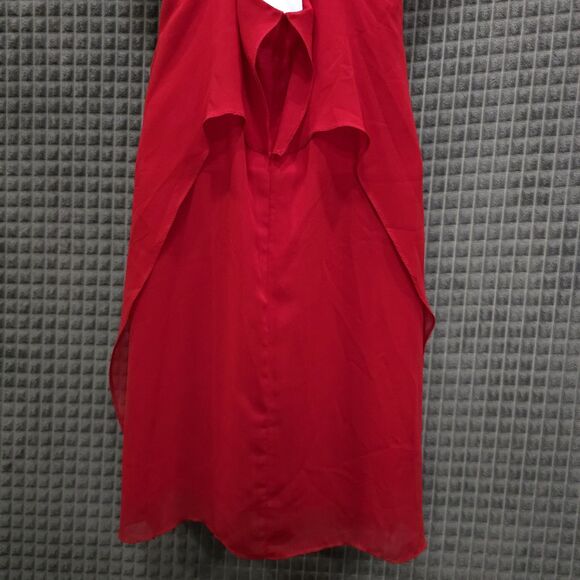 Y2K BCBG Red Ruffle Dress Sm 90s Sun Romantic Coquette Cowpunk Fairy Flowy Boho - Picture 12 of 16